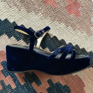 Prada Blue Velvet Platforms - early 00s